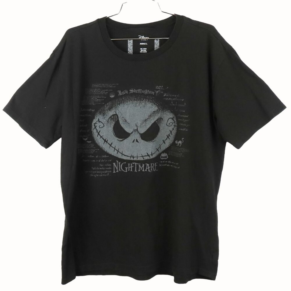 Disney Jack Skellington Nightmare Before Christmas Black Graphic T-Shirt Large